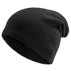 Black Merino Wool & Acrylic Fine Knitted Beanie