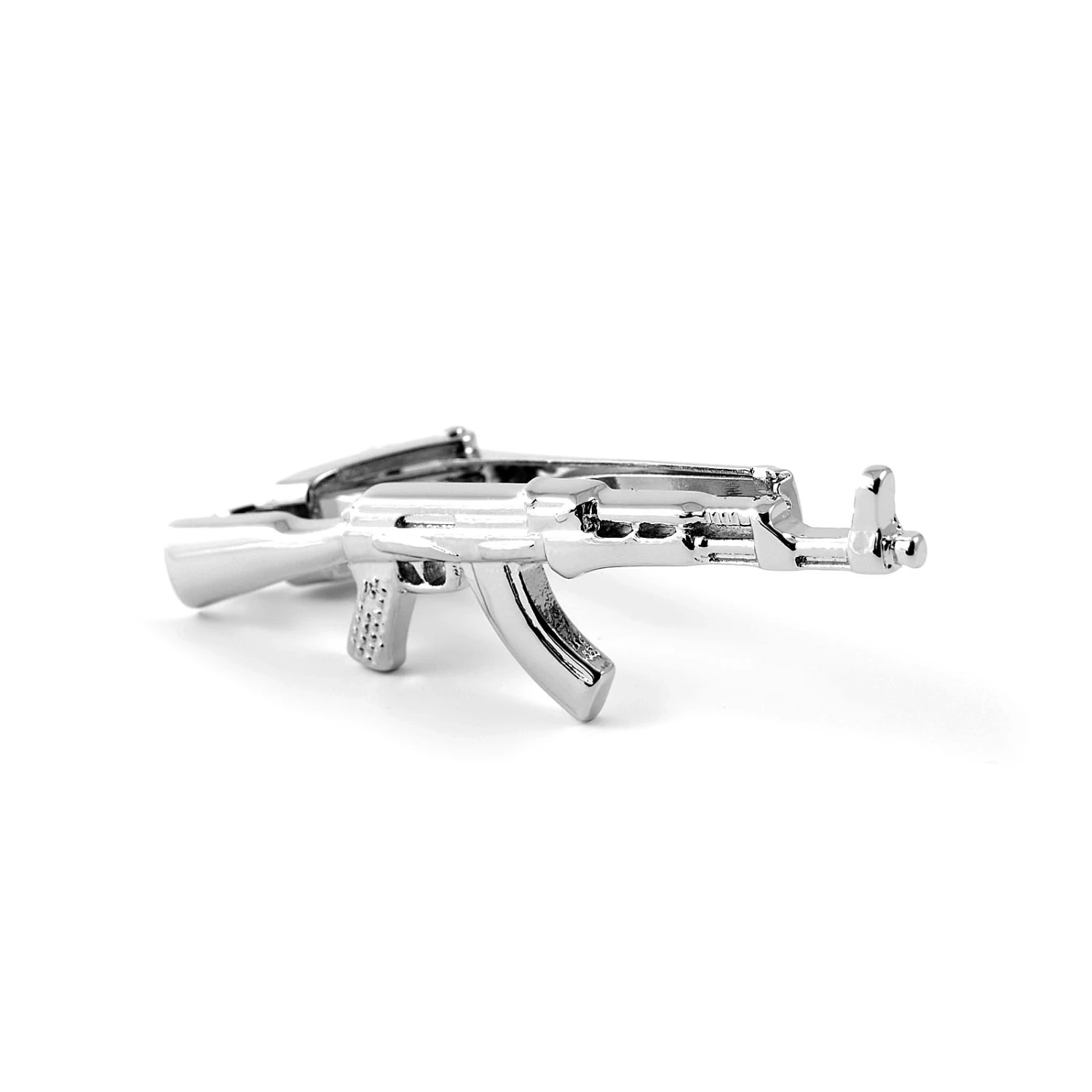 Silver-Tone AK47 Rifle Tie Clip - Image 2