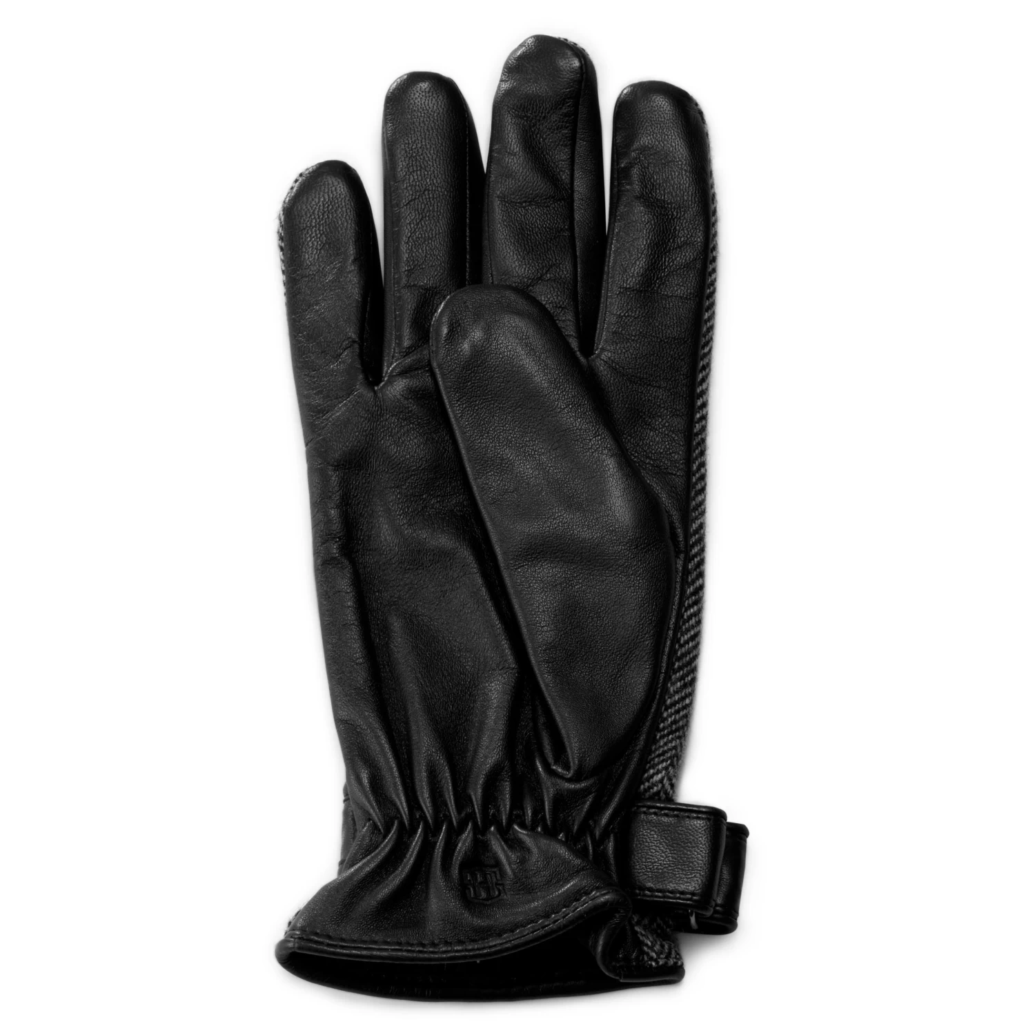 Black & Gray Herringbone Pattern Sheep Leather Gloves - Image 7