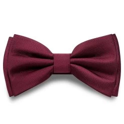 Burgundy Pre-Tied Herringbone Bow Tie