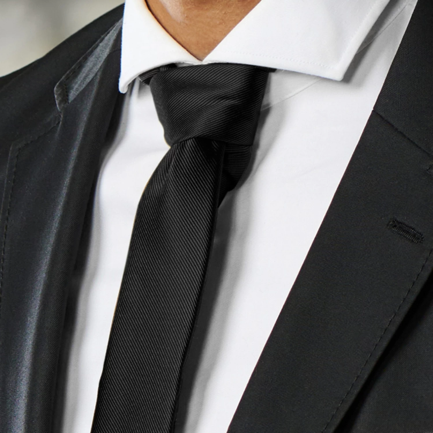 6 Cm Black Grosgrain Skinny Tie - Image 5