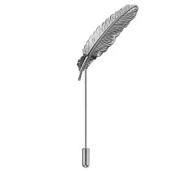 Silver-Tone Feather Lapel Pin