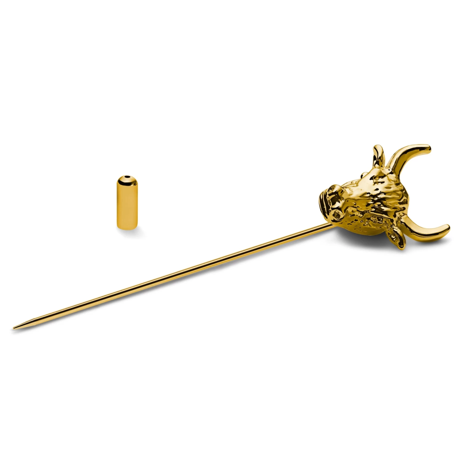 Gold-Tone Bull’s Head Lapel Pin - Image 2