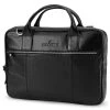 Fidei | Black Full Grain Goat Leather Laptop Bag