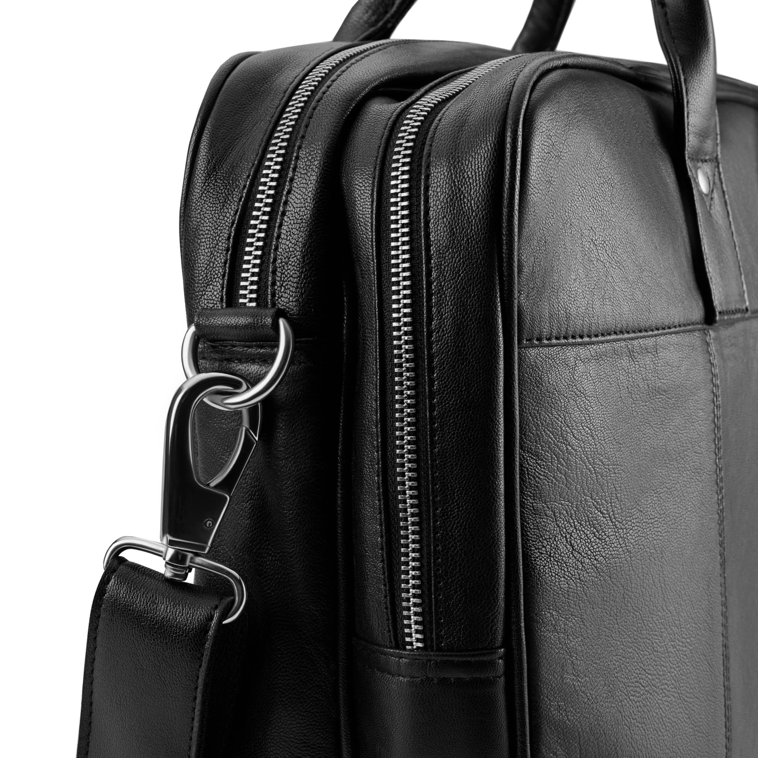 Fidei | Large Black Full Grain Goat Leather Laptop Bag - Image 10