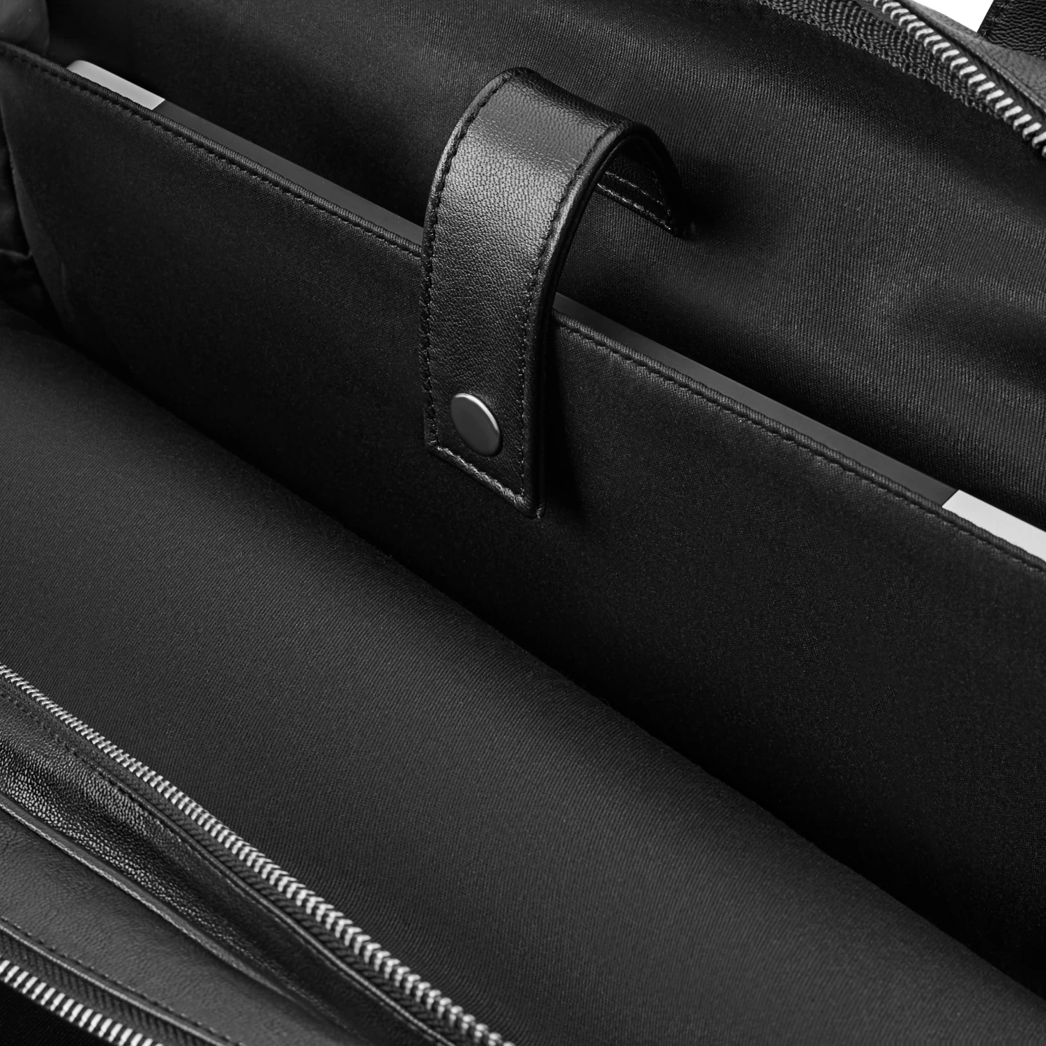 Fidei | Large Black Full Grain Goat Leather Laptop Bag - Image 13