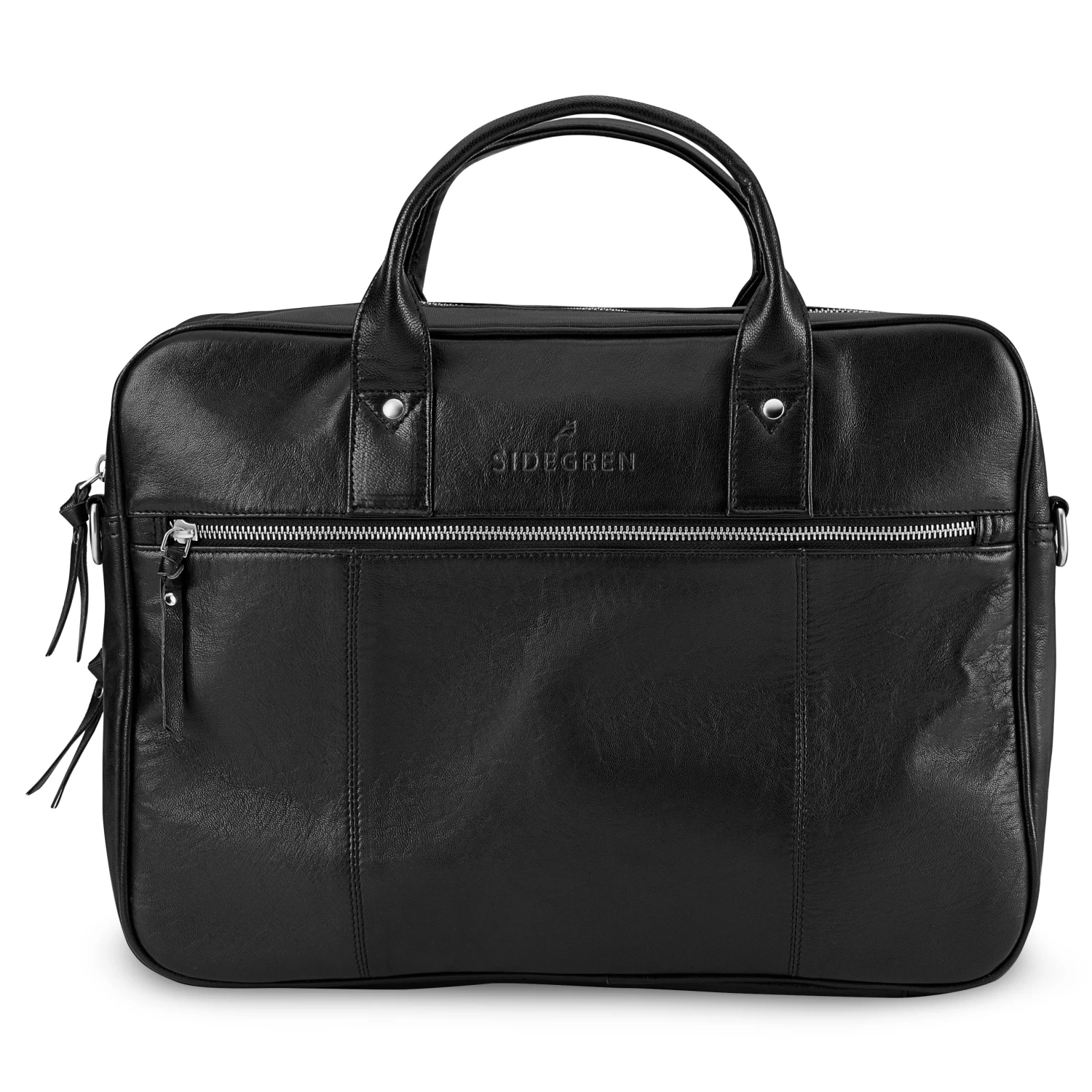 Fidei | Large Black Full Grain Goat Leather Laptop Bag - Image 2