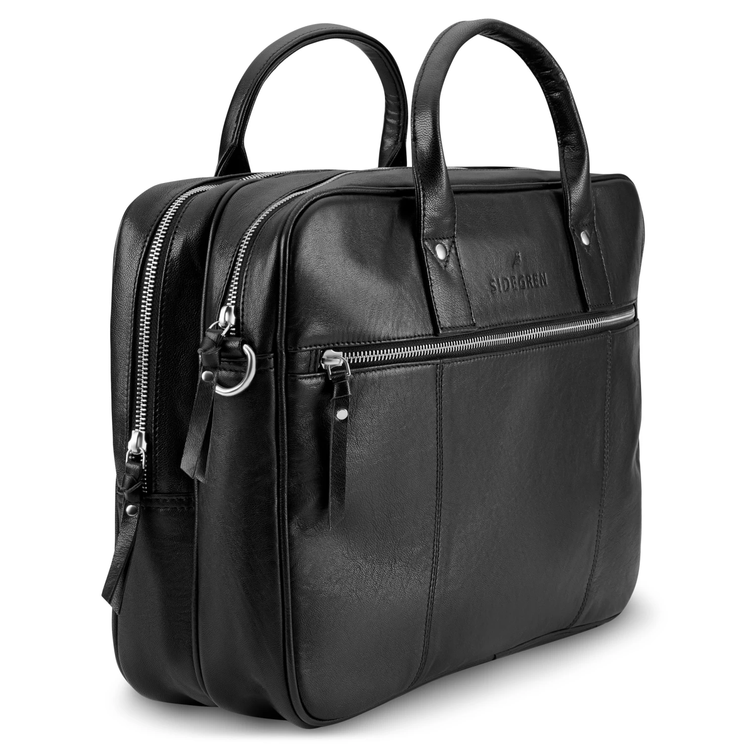 Fidei | Large Black Full Grain Goat Leather Laptop Bag - Image 5