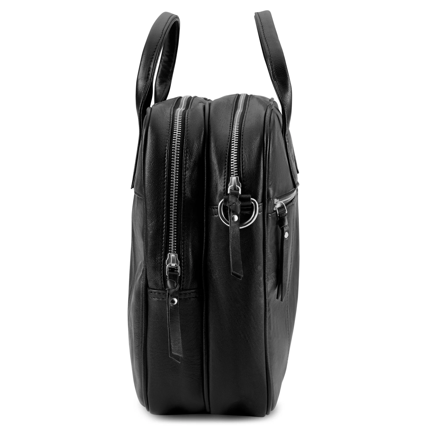 Fidei | Large Black Full Grain Goat Leather Laptop Bag - Image 4