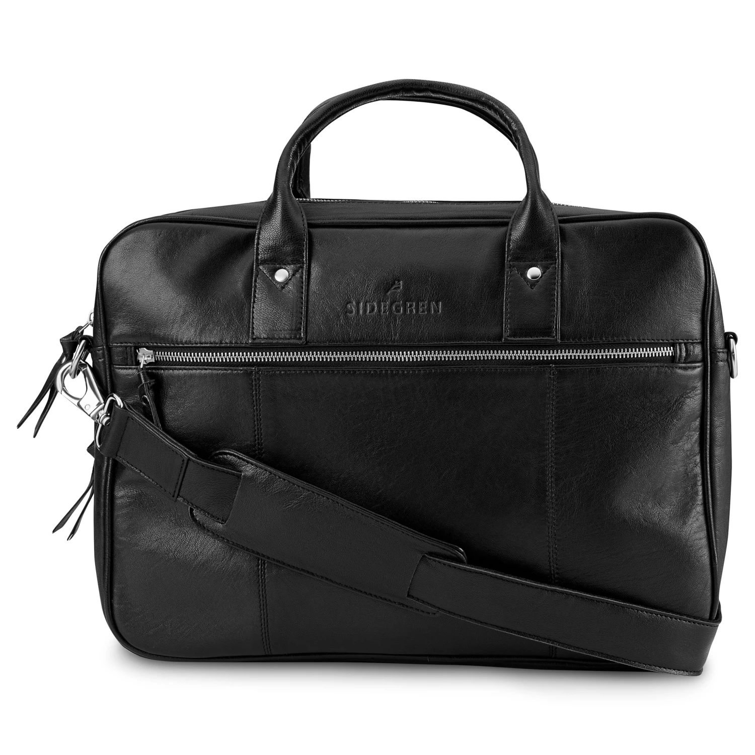 Fidei | Large Black Full Grain Goat Leather Laptop Bag - Image 3