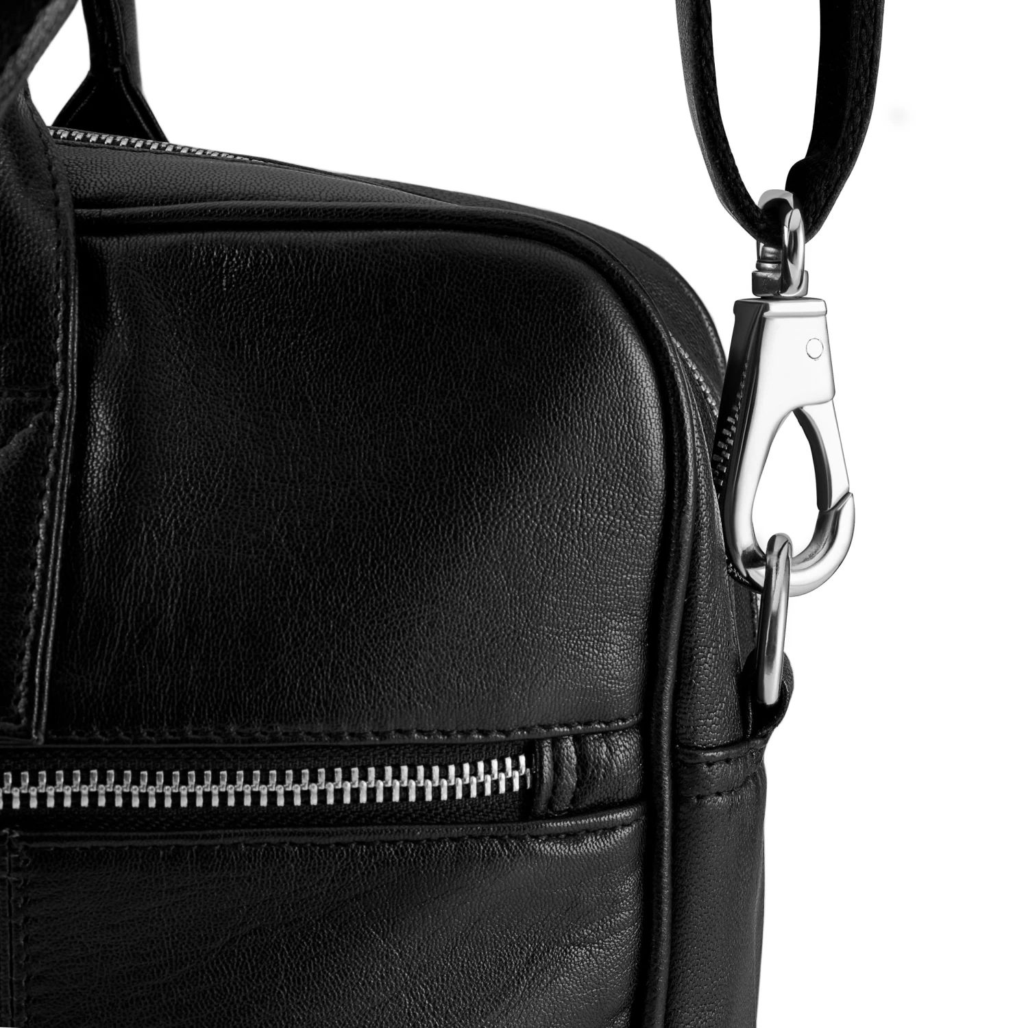 Fidei | Large Black Full Grain Goat Leather Laptop Bag - Image 8
