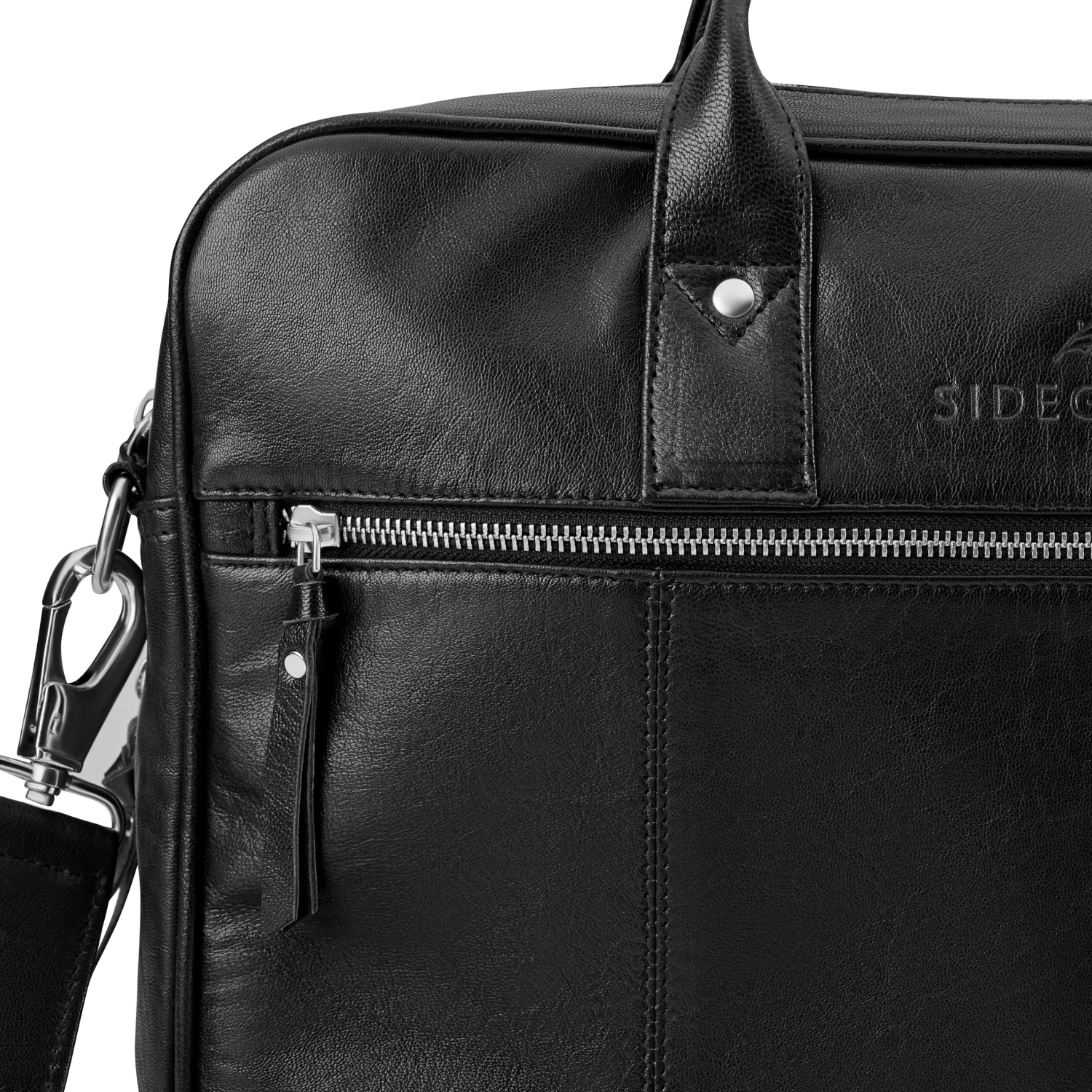 Fidei | Large Black Full Grain Goat Leather Laptop Bag - Image 9