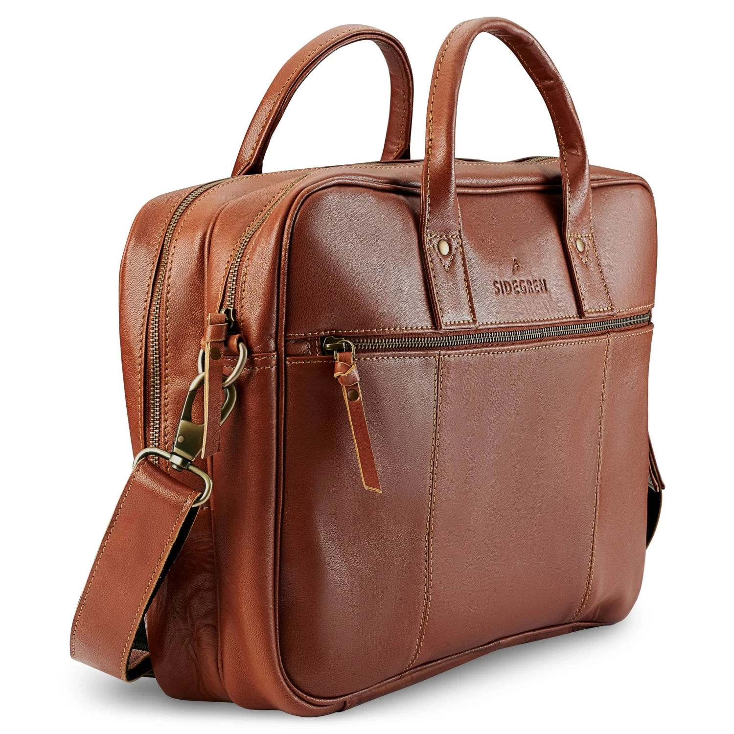 Fidei | Large Mocha Full Grain Goat Leather Laptop Bag - Image 5