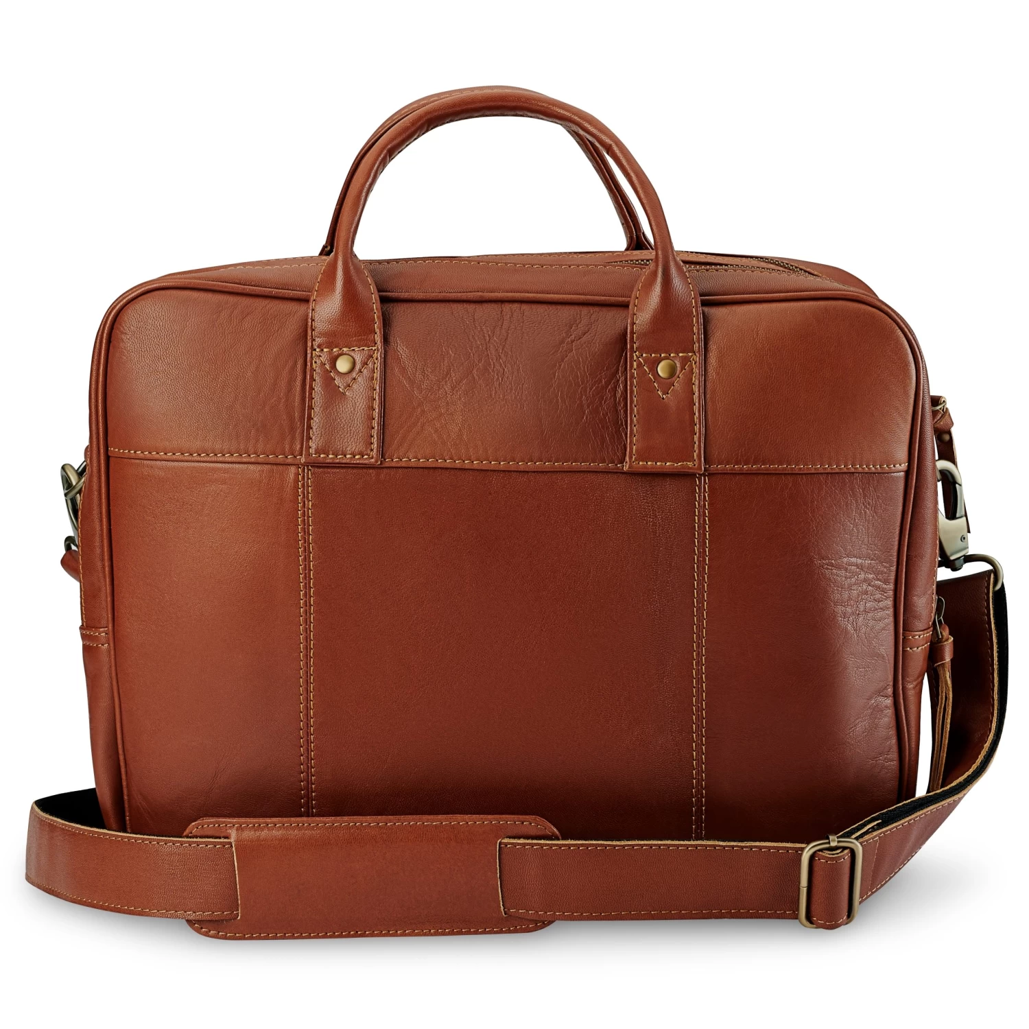 Fidei | Large Mocha Full Grain Goat Leather Laptop Bag - Image 3