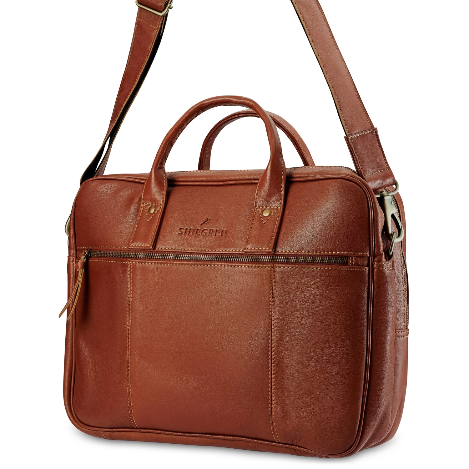 Fidei | Large Mocha Full Grain Goat Leather Laptop Bag - Image 6