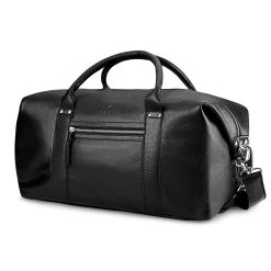 Fidei | Black Full Grain Goat Leather Weekend Bag