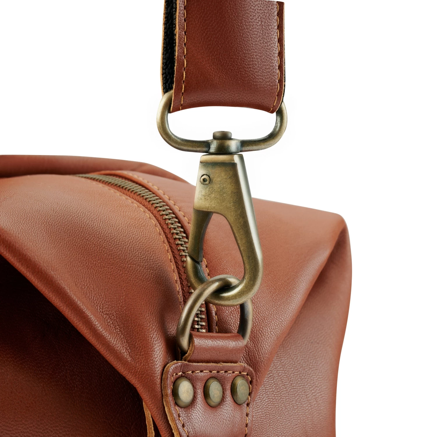 Fidei | Mocha Full Grain Goat Leather Weekend Bag - Image 8