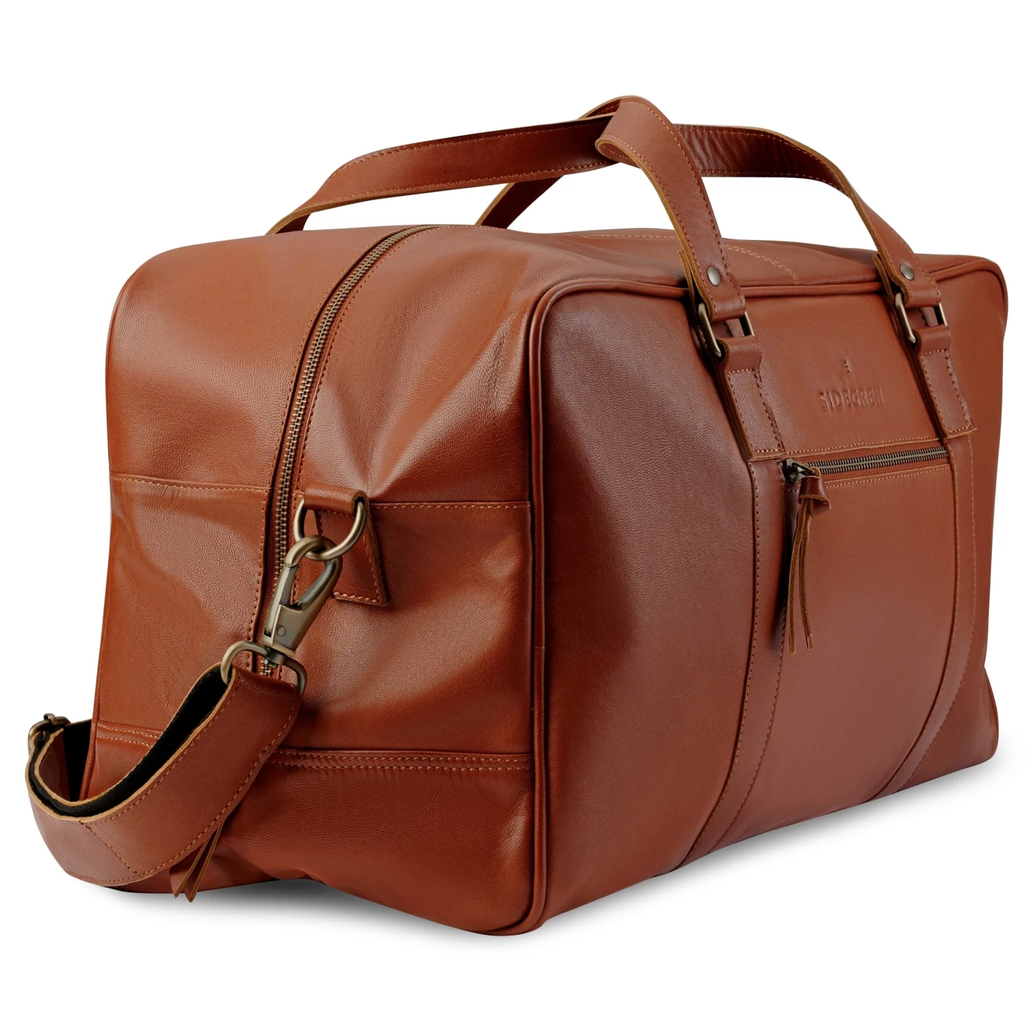 Fidei | Large Mocha Full Grain Goat Leather Weekend Bag - Image 2