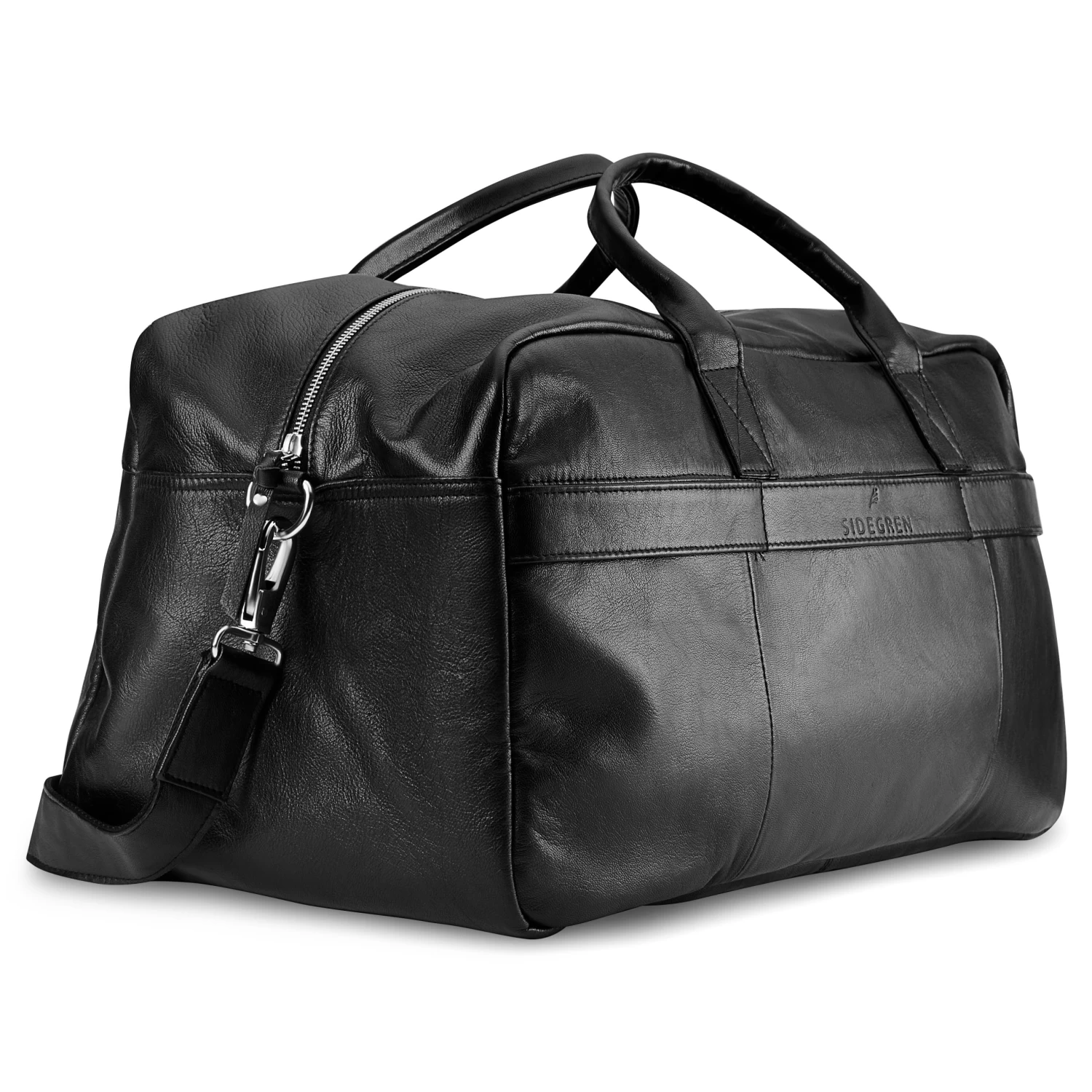Fidei | Large Black Full Grain Goat Leather Travel Bag - Image 2