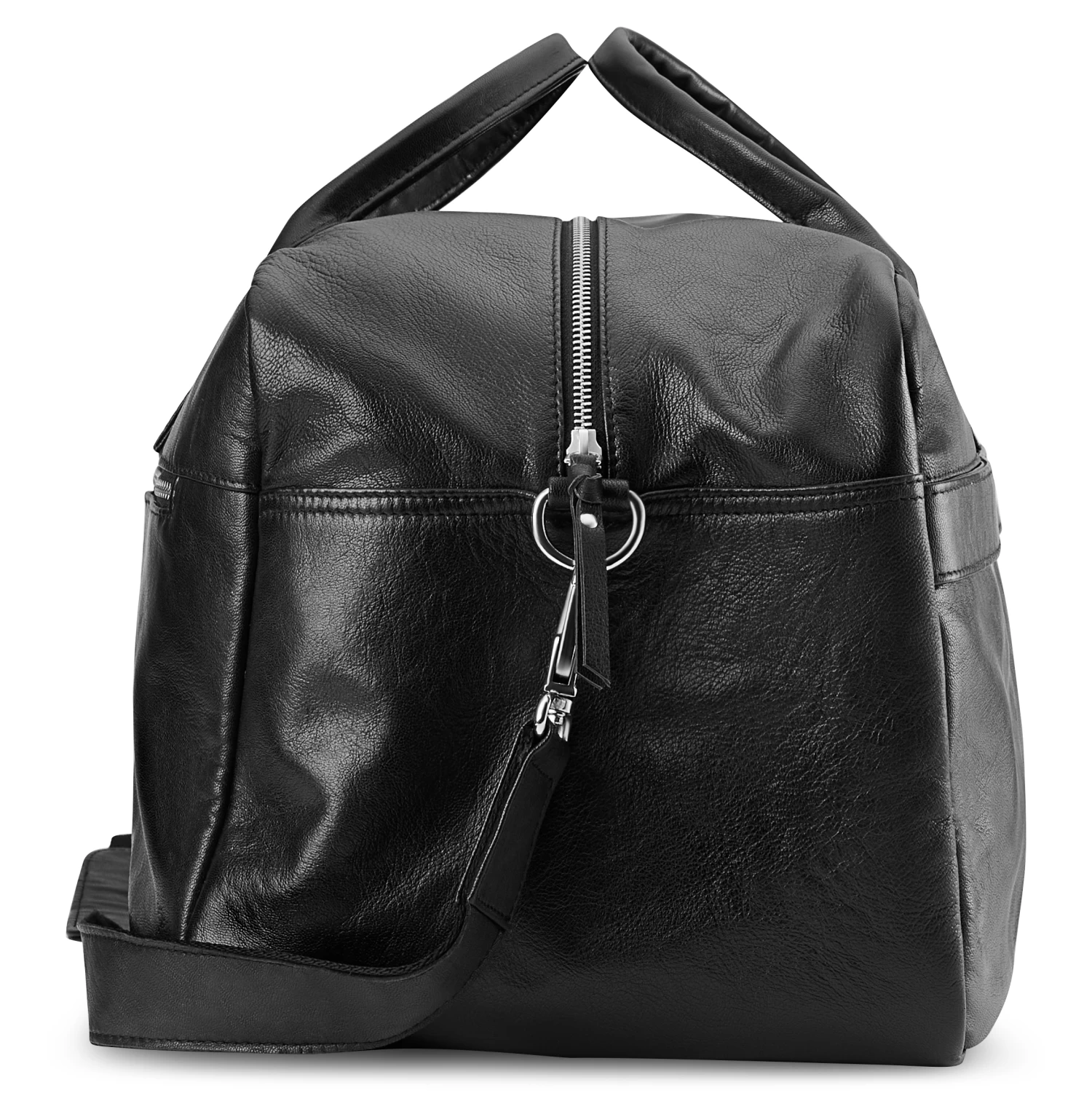 Fidei | Large Black Full Grain Goat Leather Travel Bag - Image 3