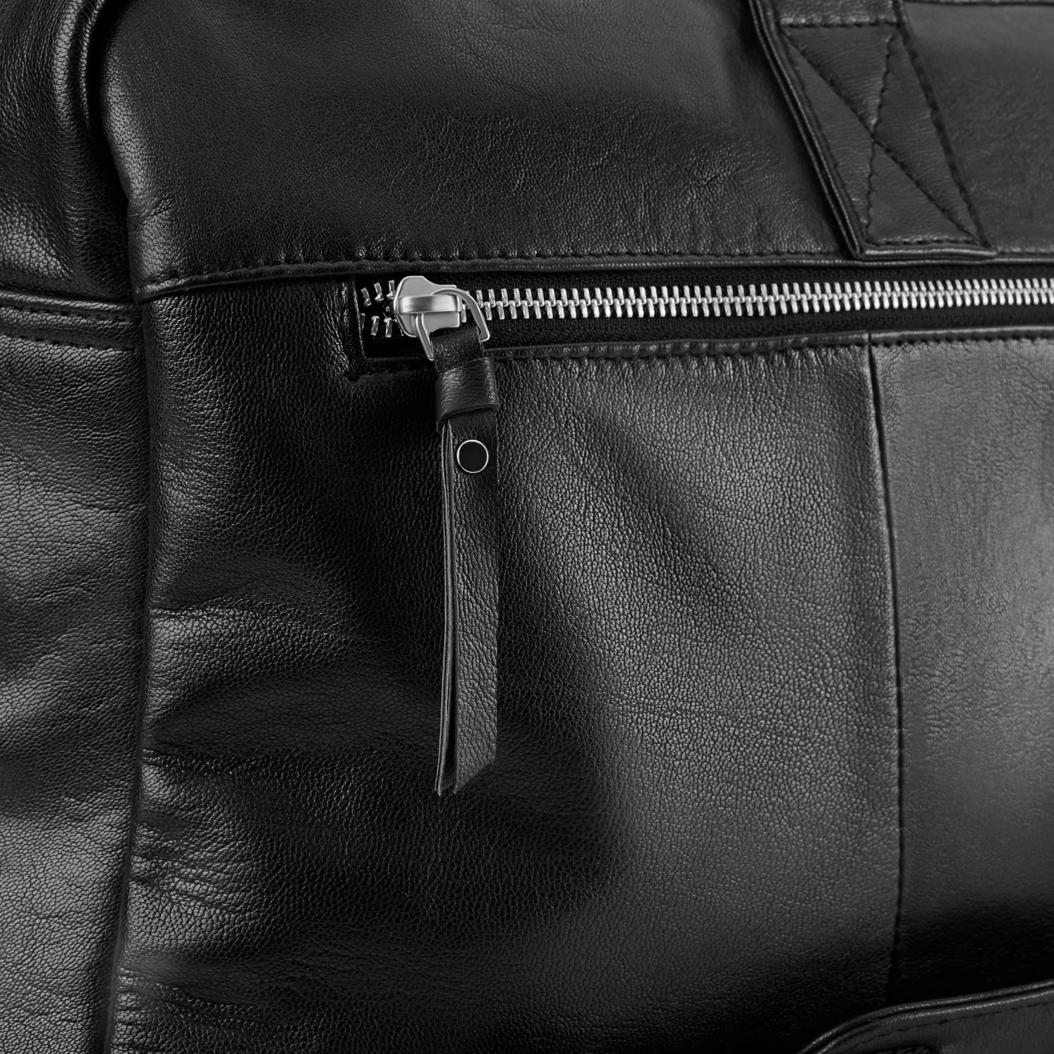Fidei | Large Black Full Grain Goat Leather Travel Bag - Image 6