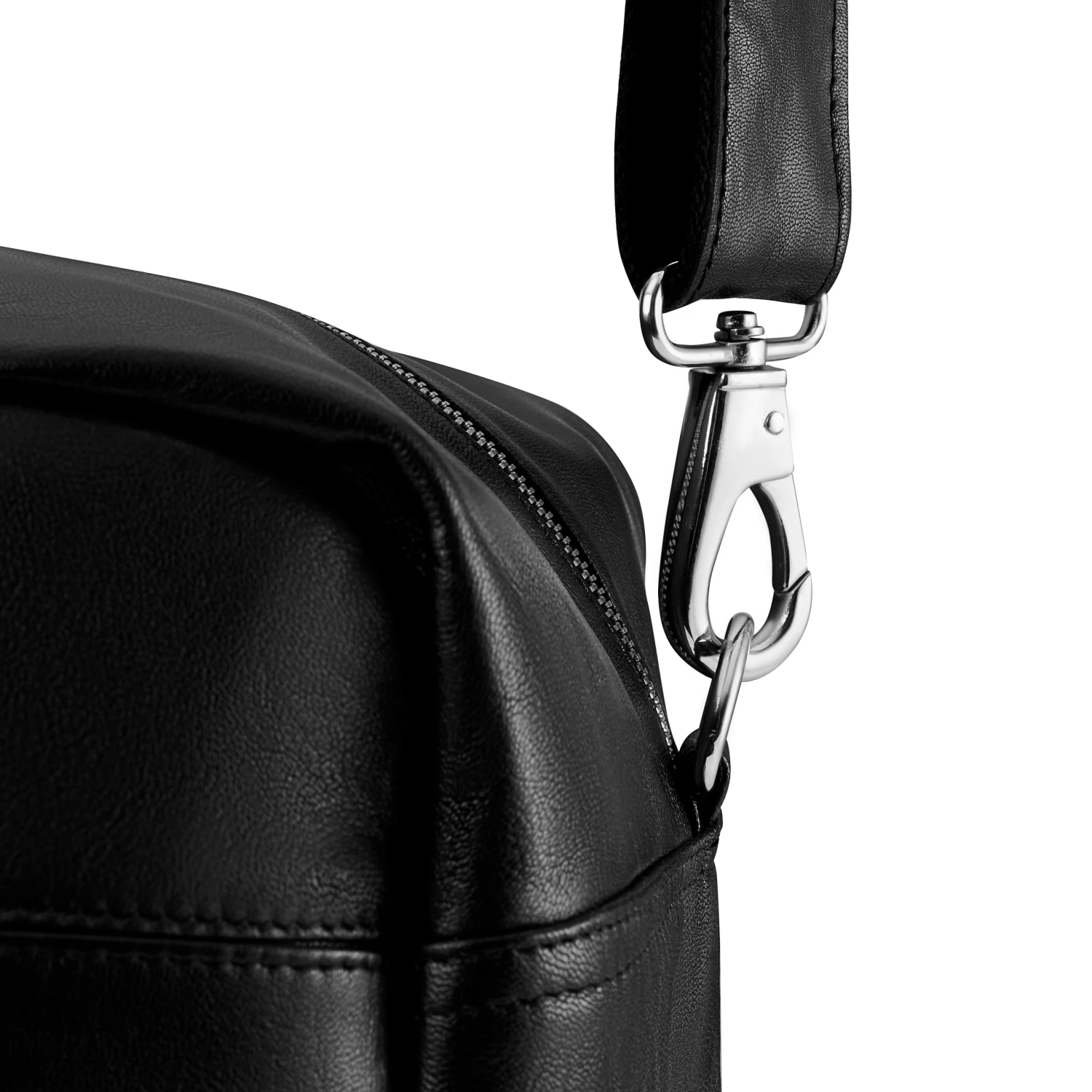 Fidei | Large Black Full Grain Goat Leather Travel Bag - Image 8