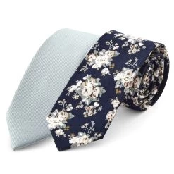 Blue Floral Necktie Set