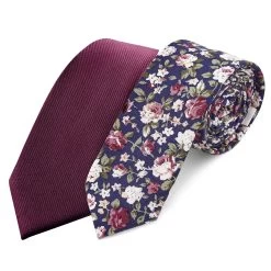 Floral And Grosgrain Necktie Set