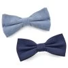 Pale Blue And Navy Pre-Tied Bow Tie Set