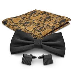 Black And Paisley Suit Accessory Set