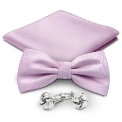 Light Violet And Silver-Tone Suit Accessory Set