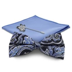 Blue And Silver-Tone Suit Accessory Set