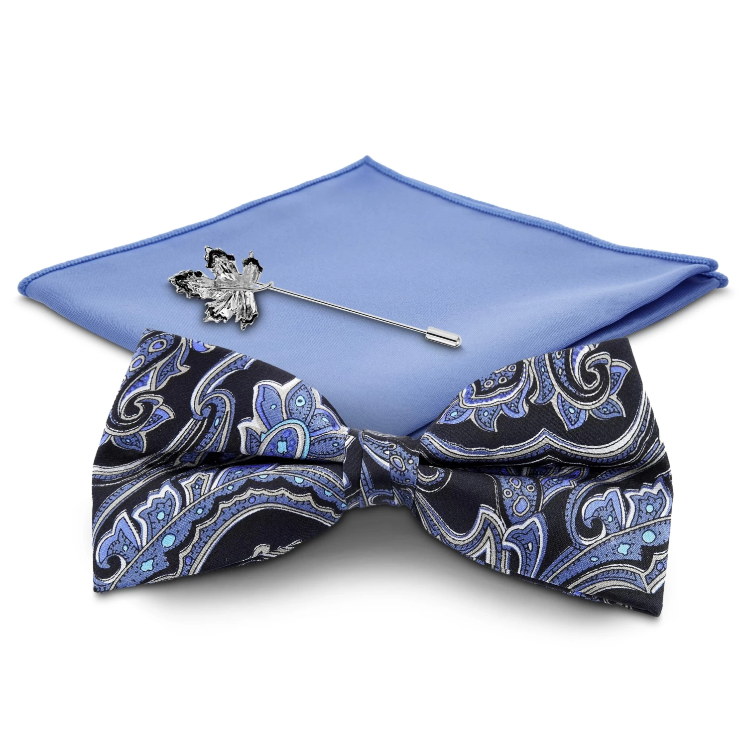 Blue And Silver-Tone Suit Accessory Set