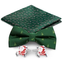 Green Christmas-Themed Suit Accessory Set