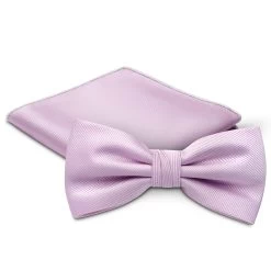 Light Violet Pre-Tied Bow Tie And Pocket Square Set