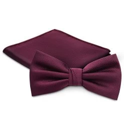Crimson Pre-Tied Bow Tie And Pocket Square Set