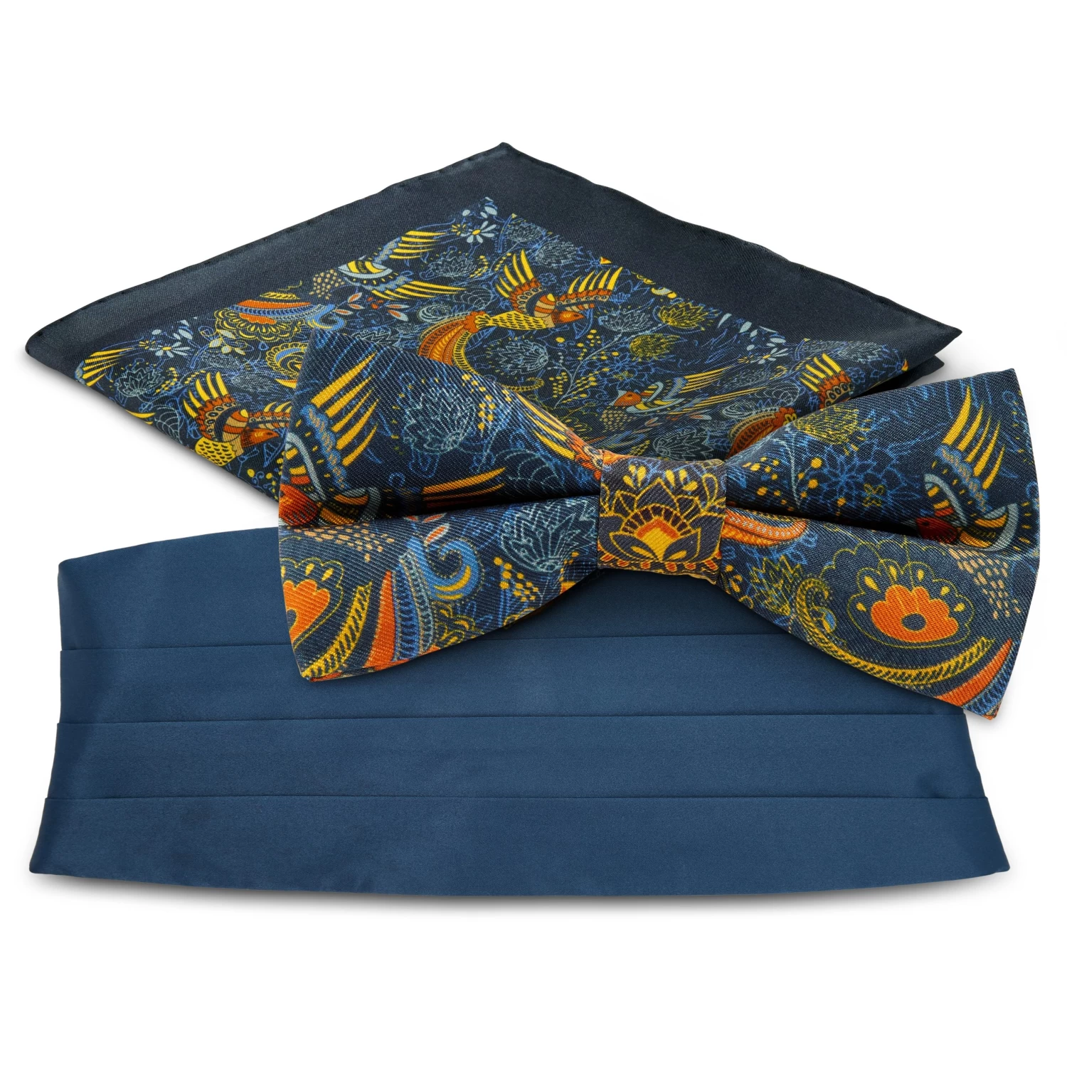 Silk Pre-Tied Bow Tie, Pocket Square, And Cummerbund Set