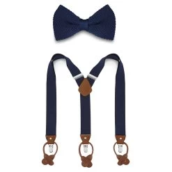 Blue Pre-Tied Bow Tie And Braces Set