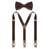 Dark Brown Pre-Tied Bow Tie And Braces Set