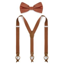 Brown Pre-Tied Bow Tie And Braces Set