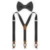 Dark Grey Pre-Tied Bow Tie And Braces Set