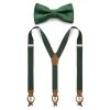 Dark Green Pre-Tied Bow Tie And Braces Set