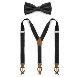Black Pre-Tied Bow Tie And Braces Set