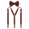Burgundy Pre-Tied Bow Tie And Braces Set