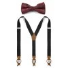 Pre-Tied Bordeaux Bow Tie And Black Braces Set
