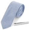 Light Blue Necktie And Silver-Tone Tie Bar Set