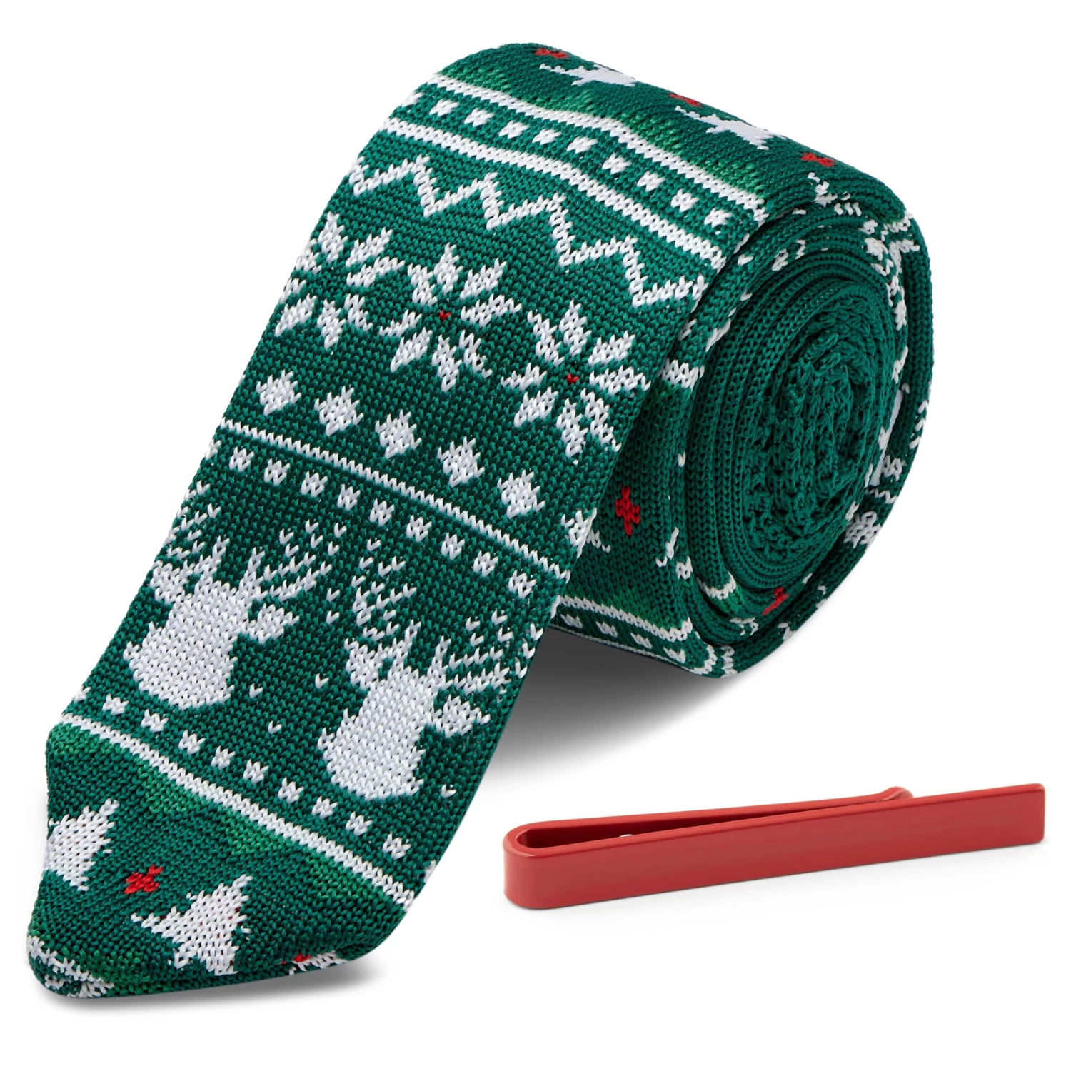 Christmas-themed Necktie And Tie Bar Set