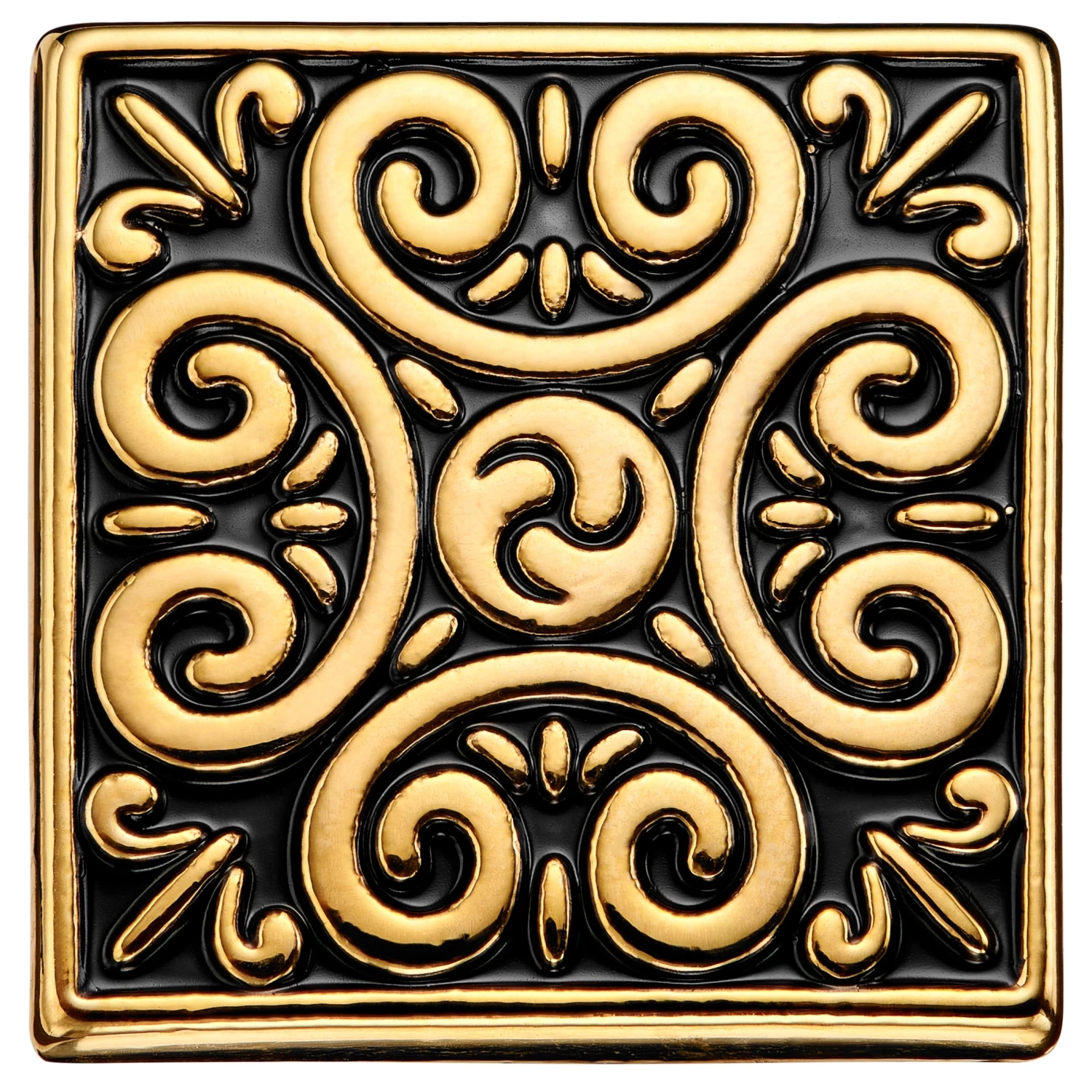 Meraklis | Gold-Tone And Black Patterned Lapel Pin