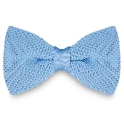 Baby Blue Knitted Pre-Tied Bow Tie