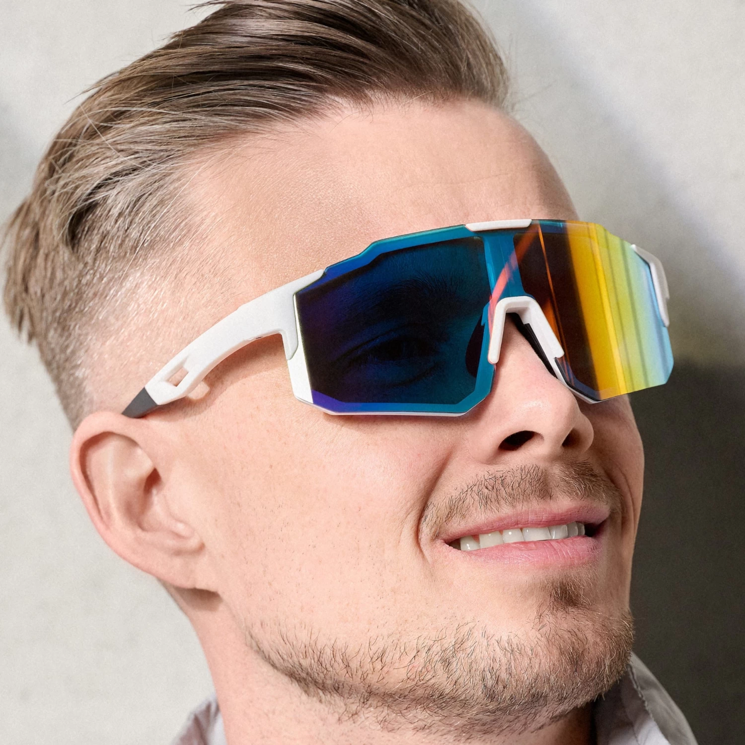 Red & White Wraparound Sports Sunglasses - Image 5